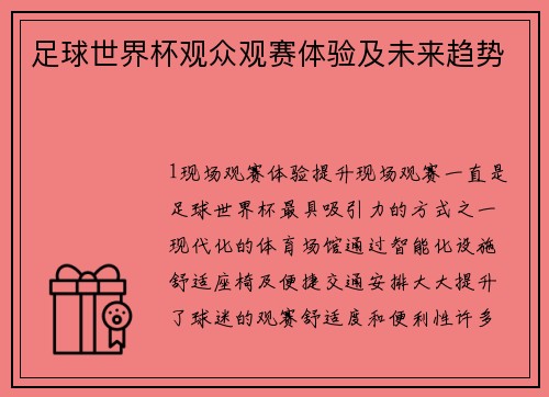 足球世界杯观众观赛体验及未来趋势